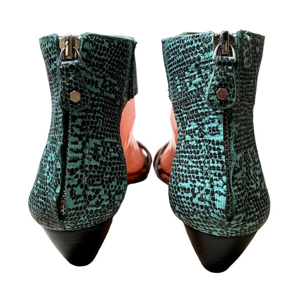 Rebecca Minkoff Sandals Womens 7.5 Wedge Ankle Strap Zip Multicolor Animal Print - Picture 4 of 16